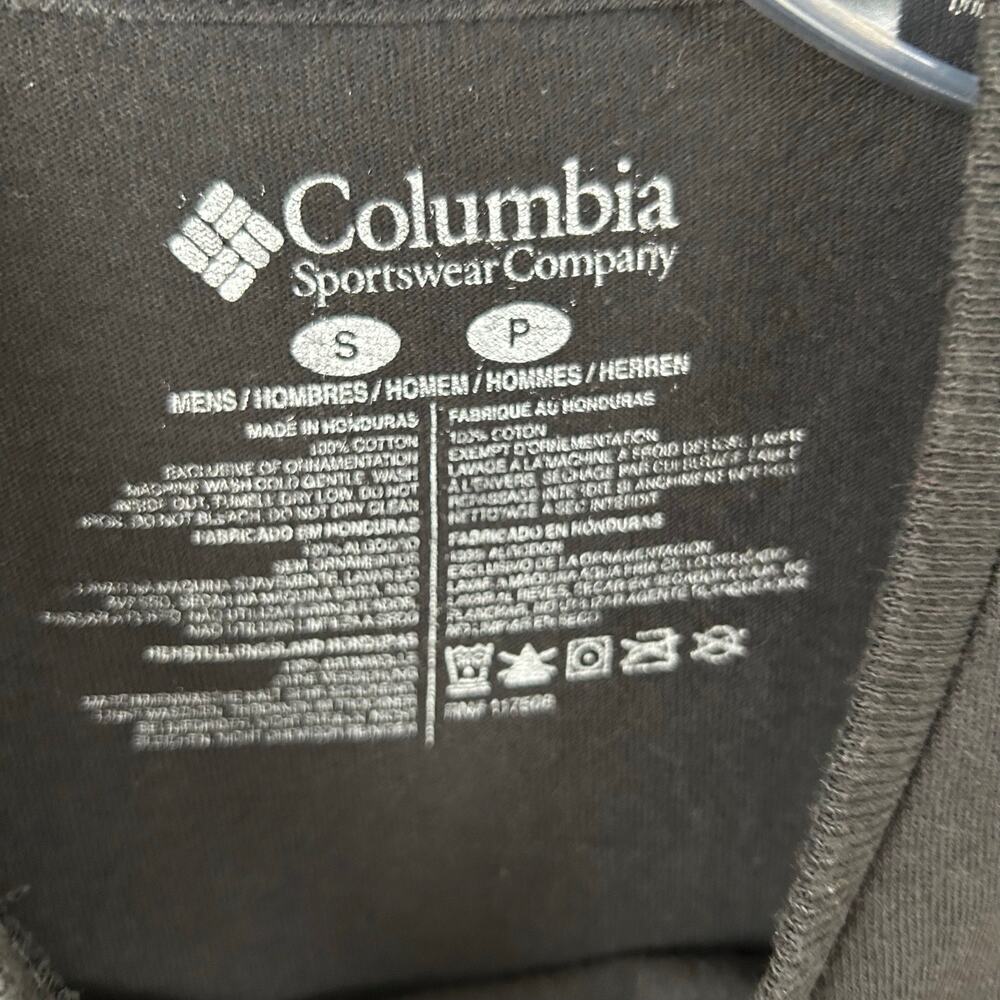 Columbia Logo Graphic Tee Outdoor Hiking Casual Shirt Black Men Small - Picture 3 of 4